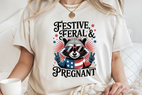 4th of July Pregnancy Reveal Raccoon PNG