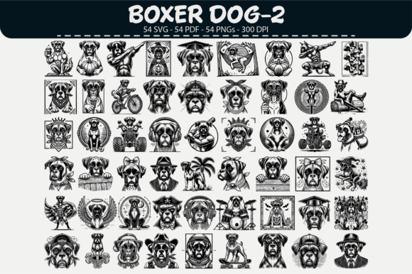 Boxer Dog Vector Clipart – 54 Designs