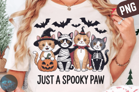 Halloween Cat Just a Spooky Paw PNG Desi