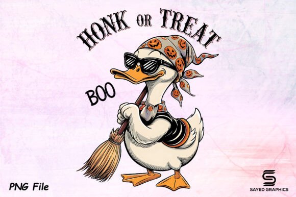 Honk or Treat Girly Goose Halloween Png