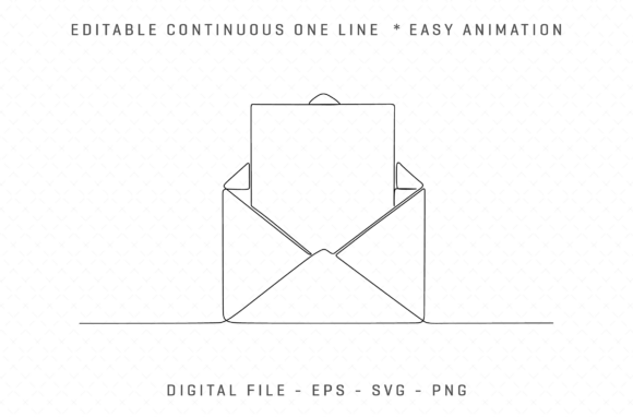 Line Art of Open Envelope with Letter