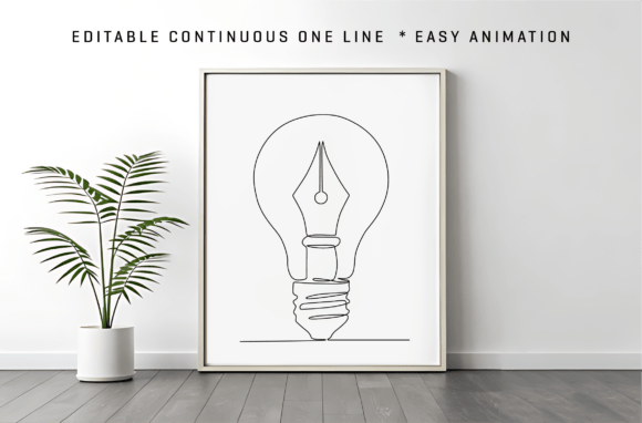 One Line Art of ALightbulb Fountain Pen