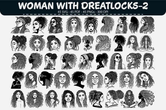 Woman with Dreadlocks Clipart–45 Design Review